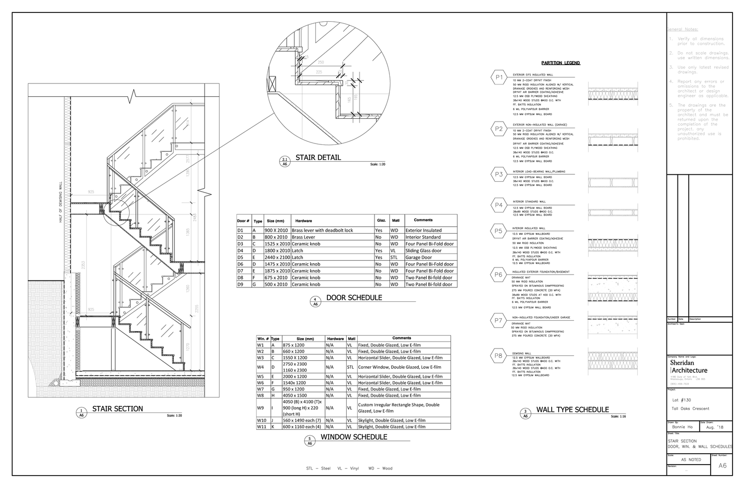 Stair Details and Schedules