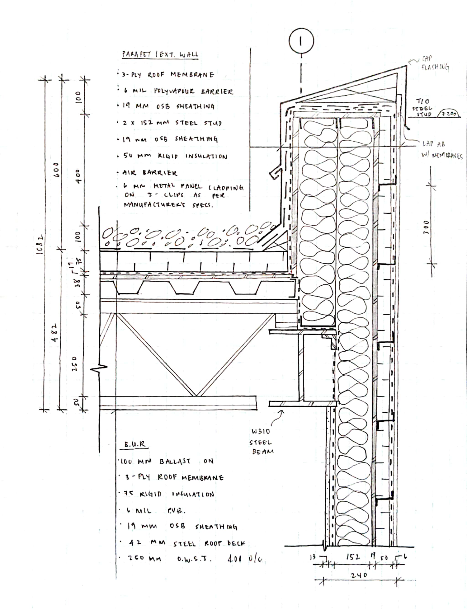 AD14 Parapet 1 (@ low roof type 1)